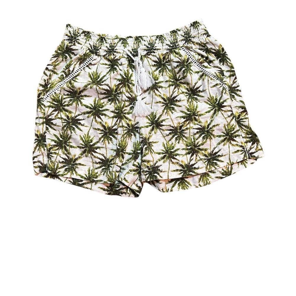 Briggs Linen Green and White Palm Print Women's Shorts Size Medium
